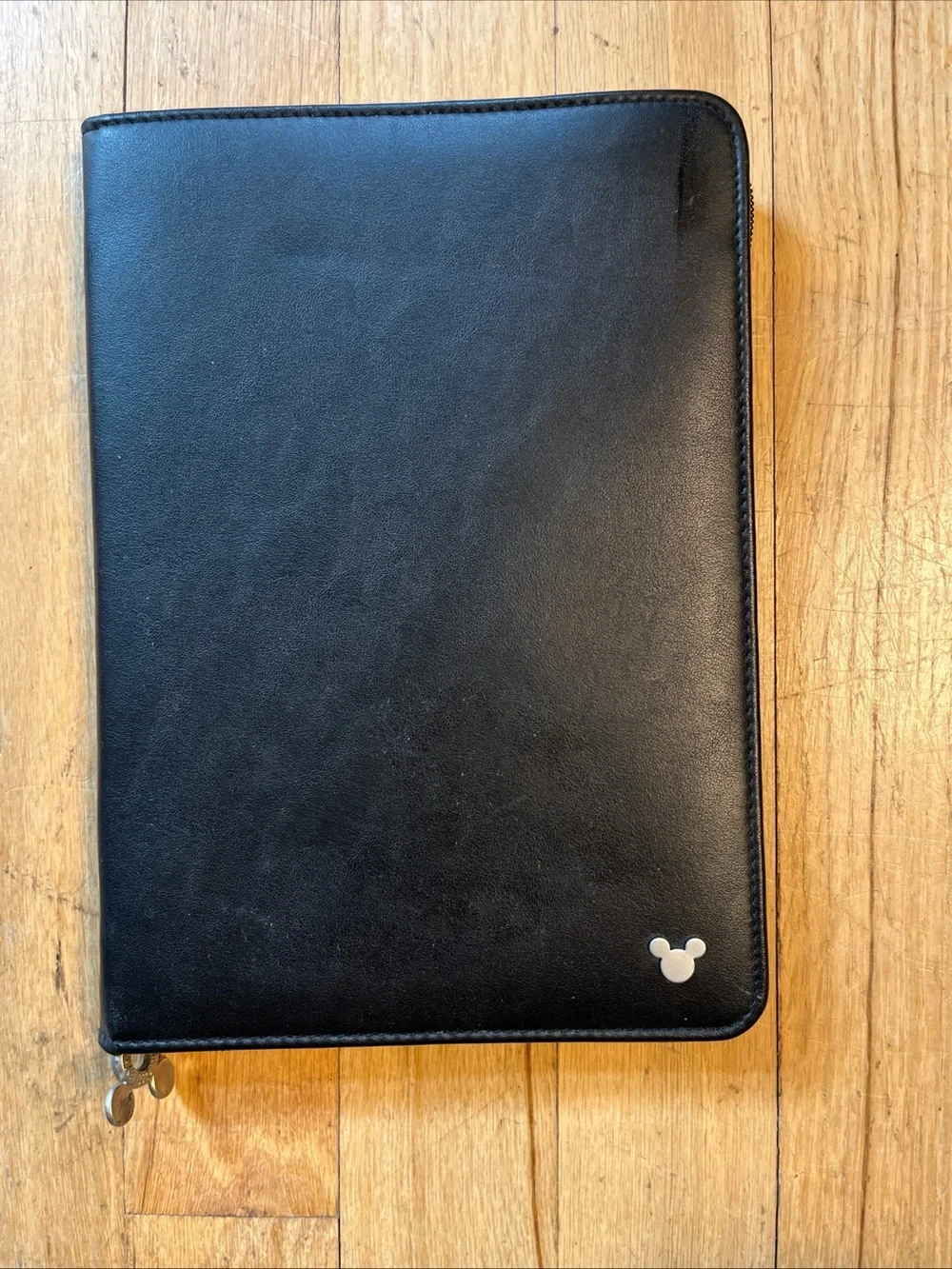 vintage y2k disneys Mickey Mouse leather folio w/ zip around closure,mickey pull